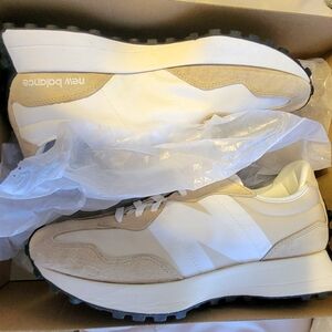 New Balance Women's White and Tan Sneakers